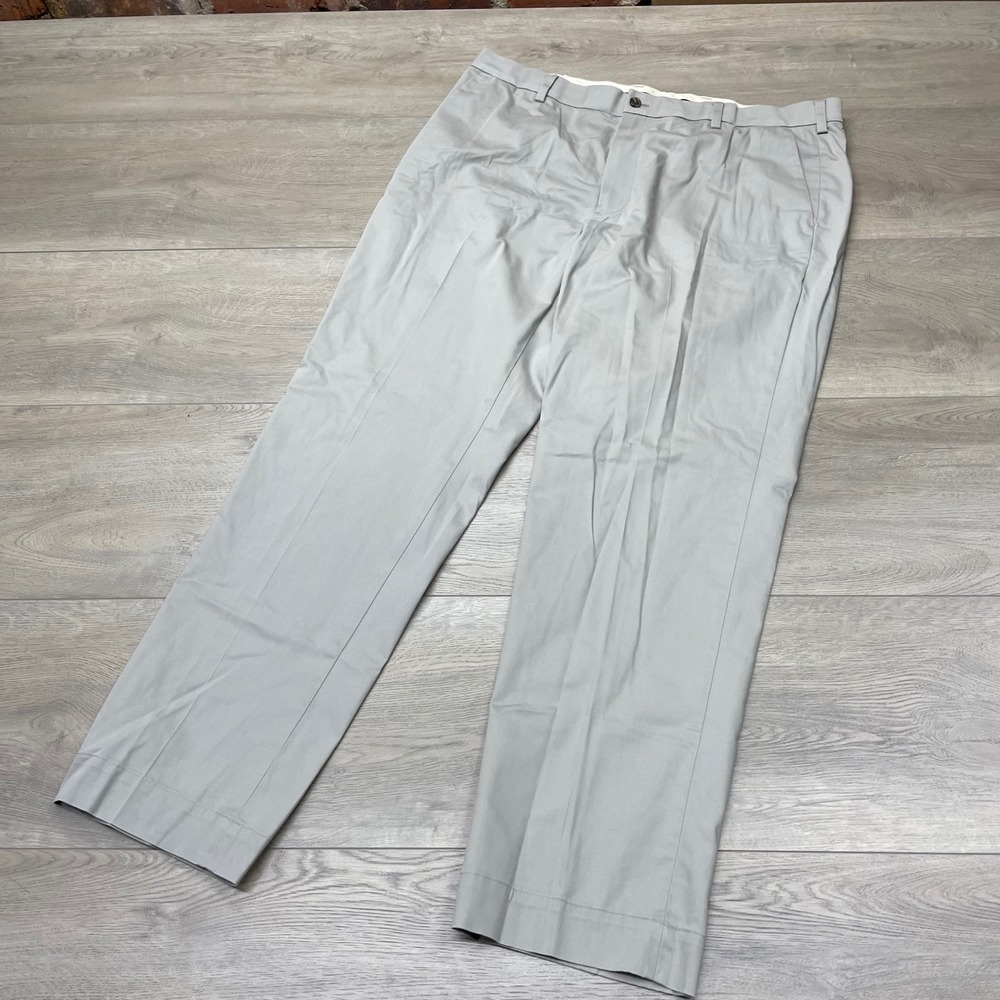 Brooks Brothers Advantage Chino Pants Mens 40x32 Grey Clark Fit Stretch